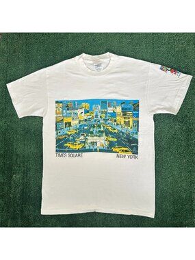 Vintage 90s Pat Singer New York Times Square T-Shirt Artist Single Stitch NYC